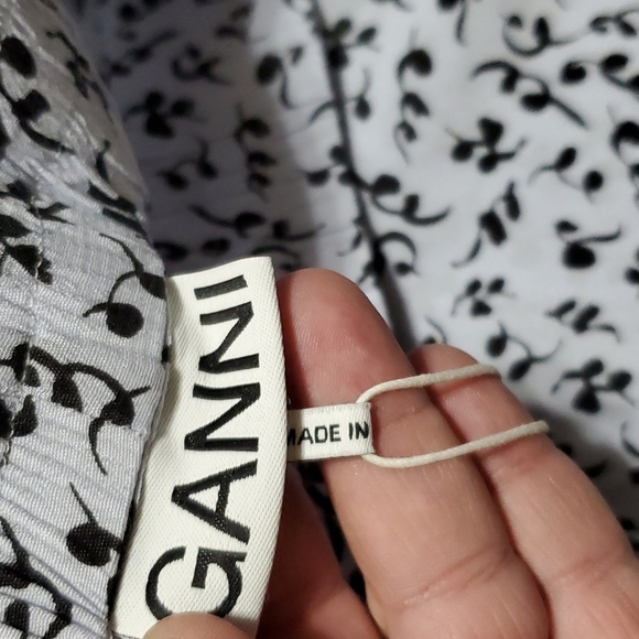 Ganni eco friendly light wide leg pocketed periwinkle floral pants - Picture 6 of 11